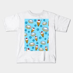 Cute Cats and desserts pattern Kids T-Shirt